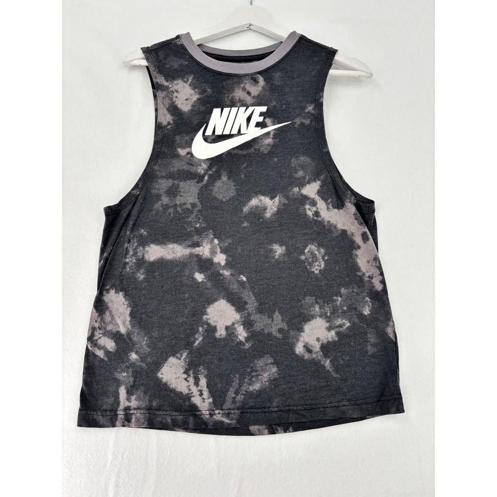 Nike muscle tank top Womens Size S Black Tie Dye Futura Logo Sleeveless Tee